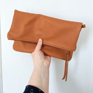 Terra Cotta foldover crossbody leather purse